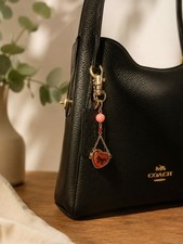 Cherry Heart Bag Charm / Keychain   Cute Handmade Purse Accessory