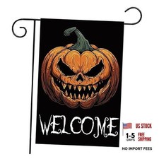 12 x 18 Inches Halloween Welcome Lawn Flag Decorations - Double Sided Pimpkin