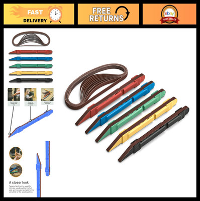 5-Piece Sanding Detailer Set with 2 Extra Belts, 5 Grits for Wood, Metal & Plast