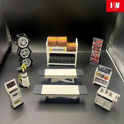 Diorama 1/18 Car Garage Repair Model Set Car Workshop Display Accessories Props - Picture 3 of 14