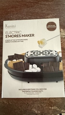 Kusini Electric S'mores Maker Kit Black Stainless Steel 4 Forks 4 Compartments