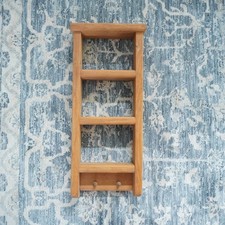Vintage Rustic Wood Ladder Wall Shelf with Pegs Farmhouse Display Rack Brown
