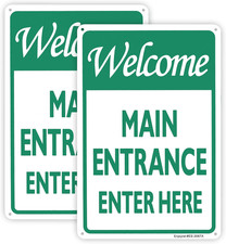 2-Pack Welcome Main Entrance Sign Enter Here, Entrance Signs for Business/Office