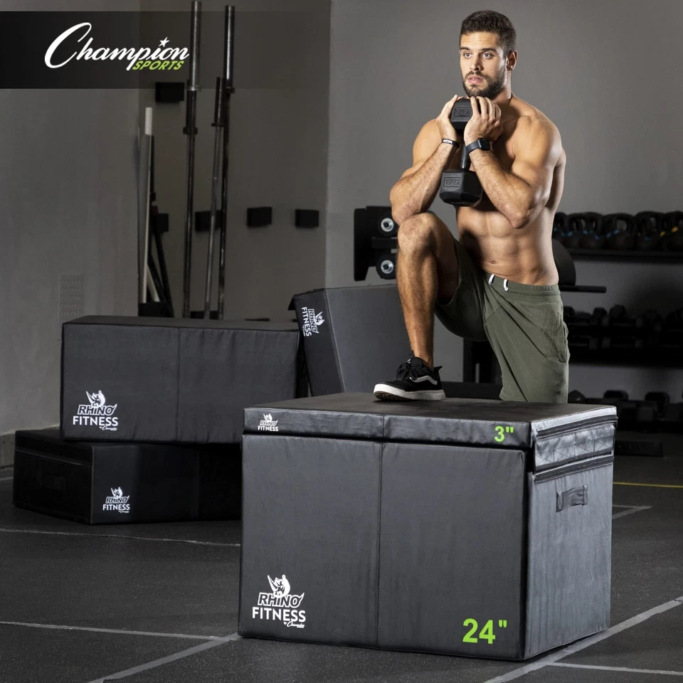 Champion Sports Espuma Pliométrica Plyo Box Jump Box Entrenamiento Cruzado, 24", Negro Foto 2 de 4