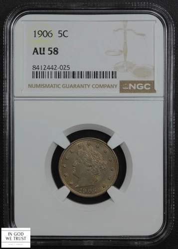 1906 Liberty V Nickel 5C NGC AU 58