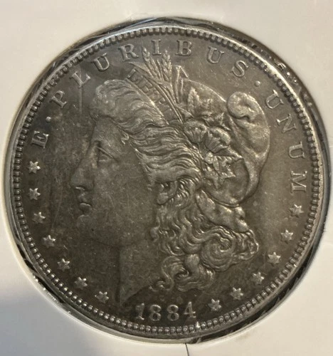 1884-P Morgan Silver Dollar, EF Condition, 90% Silver, Dark Toned