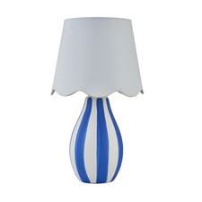 Modern Striped Bedside Lamp Table Lights Ceramic White Fabric Shade