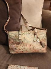 BRAHMIN MINI ASHER SANDSTONE LEATHER SATCHEL CROSSBODY