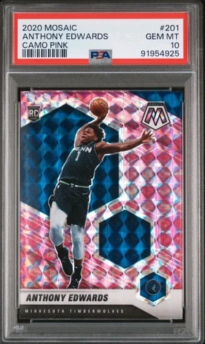 Anthony Edwards 2020 Panini Mosaic Rookie Camo Pink PSA 10 Gem Mint
