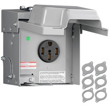 WILAWELS 50 Amp RV Power Outlet Box, 125/250V NEMA 14-50R 50 14-50R, gray 