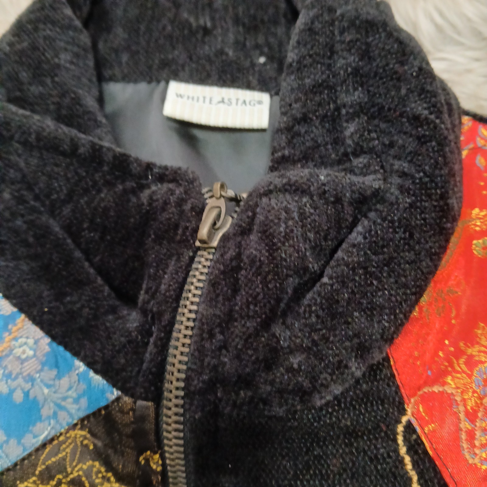White Stag Patchwork Zip Jacket Large L Chenille … - image 4