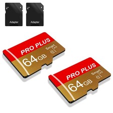 2 Pack Memory Card 64GB with Adapter, High Speed TF Card, UHSI C10 A1 Memory ...