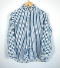 90s Guess Jeans Striped Long Sleeve Shirt Men's Medium Blue White Preppy USA Tag