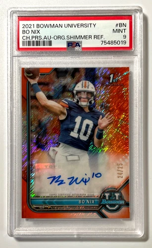 BO NIX 2021 Bowman U Prospects 1st Auto Orange Shimmer Refractor 24/25 PSA 9