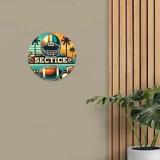 Vintage American Football Player Metal Wall Art - 7.87 Round Aluminum Sign with