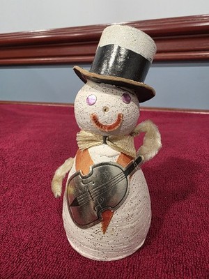 Antique German ''Snow Man in Top Hat holding a Guitar'' Christmas Ornament