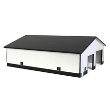1/64 White & Black 2 Door 60ft x 80ft Wooden Tractor or Truck Shop STA-213