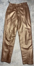 Margaret Godfrey Leather Pants Size 8 High Rise Brown Straight Leg VTG