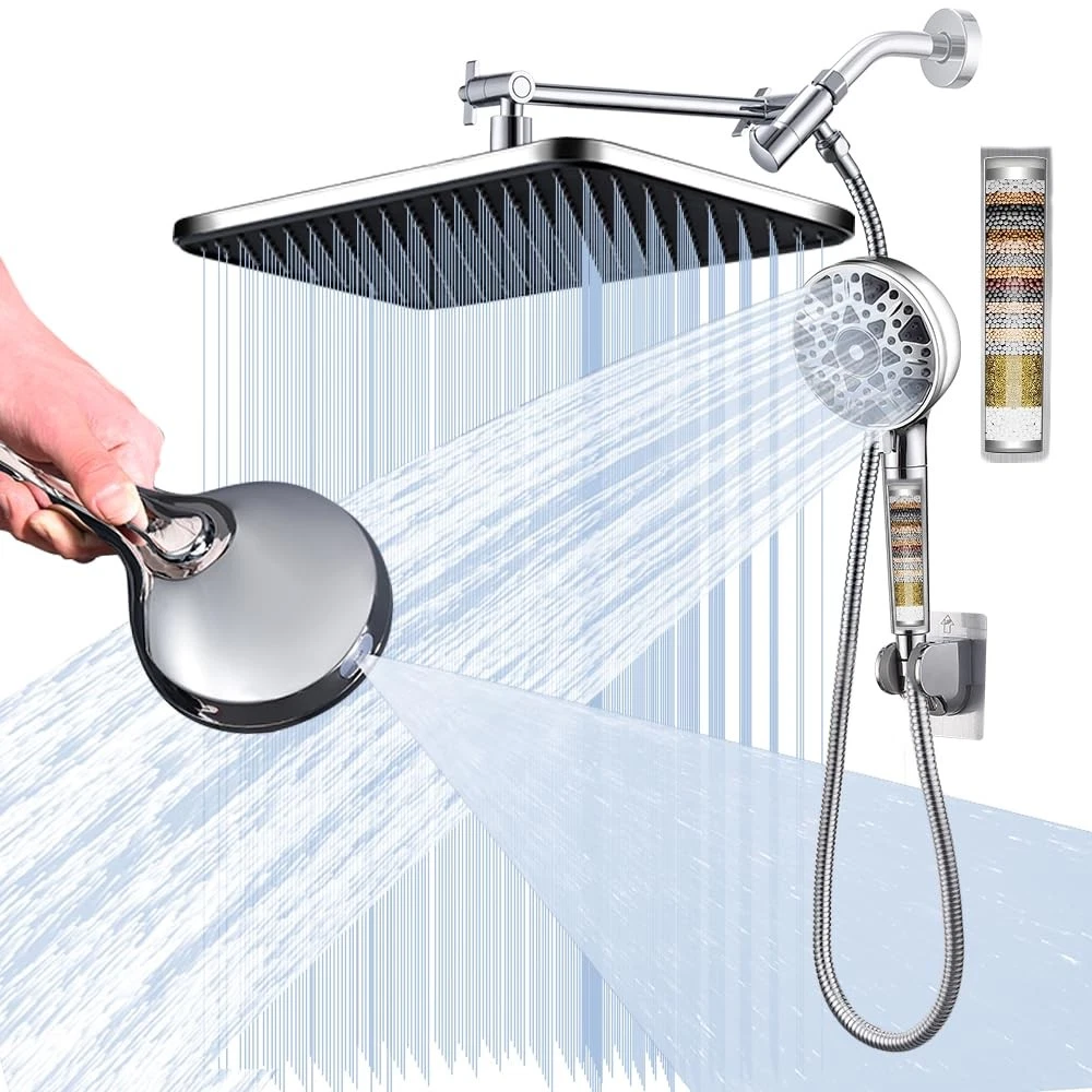 14'' Bathroom Filtered Shower Head with Handheld -Both High Pressure -Rain Sh...