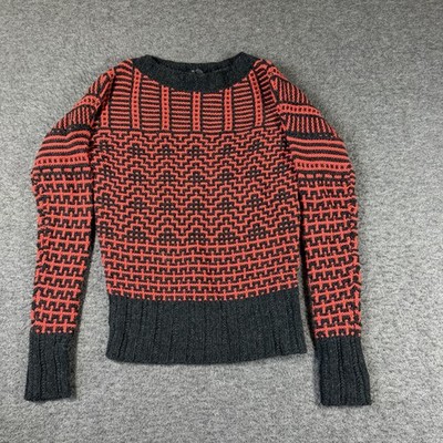 THEORY Fretta Loryelle 100% wool textured Red Gray Sweater Size Small S