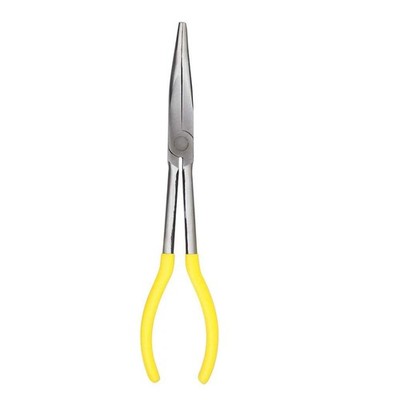 11 Inch Long Reach Long Nose Pliers 25 Degree Bent Nose Milled Jaws
