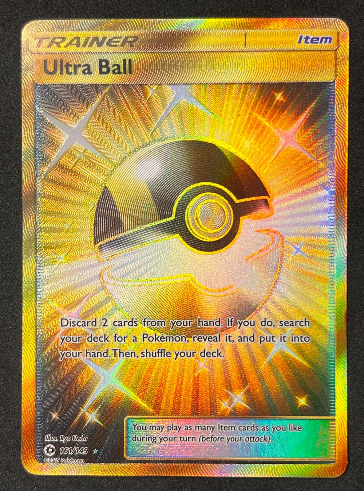 EN Pokemon Ultra Ball 161/149 Secret Rare Full Art Holo SM Base Set Trainer LP