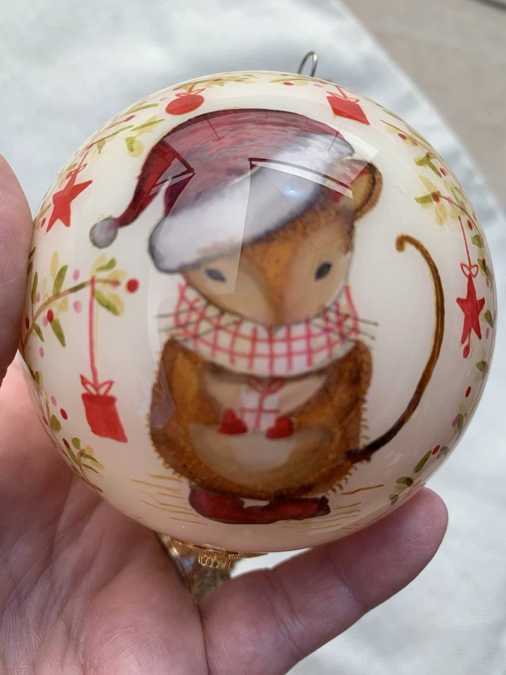 Pier 1 Li Bien Hand Blown Glass Ornament Mouse Santa Hat Old World 2018 - Image 4 of 4