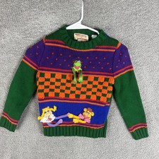 Vintage Ruth Scharf Sweater Kids L 6X Multicolor Muppets Kermit Piggy Fozzie 80s