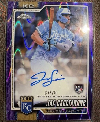 2026 Topps Chrome Jac Caglianone PURPLE RAYWAVE Rookie RC Auto 37/75 RA-JC Royal