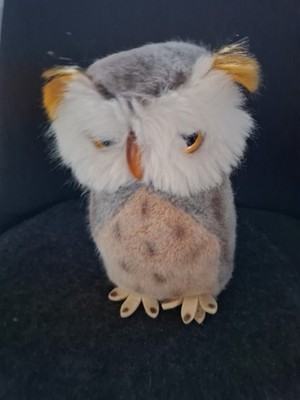 Original Steiff Eule Wiggi ? mit Knopf  Fahne 22 cm groß , Alt, älter