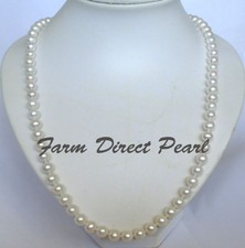 30" Inch Long 8-9mm White Pearl Strand Necklace Cultured Freshwater