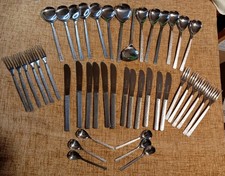 Vintage Viners Stainless Steel Cutlery Bark Design by Gerald Benney 44 Pieces