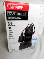 Everbilt Submersible Sump Pump Tethered Switch 34GPM Aluminum 1/4 Horsepower