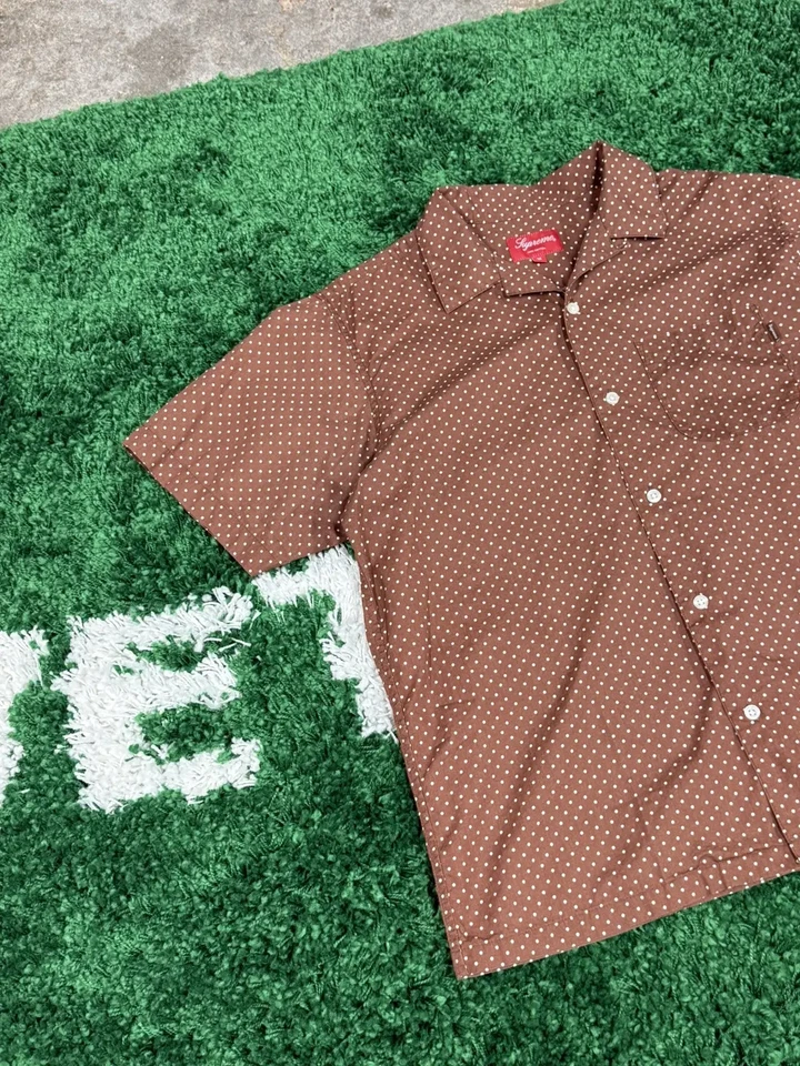 Supreme Polka Dot Short Sleeve Brown Print Shirt Medium SS17 - Image 2 of 4