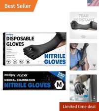 Nitrile Disposable Gloves, 4 Mil Black Powder-Free Latex-Free Food-Safe Glove...