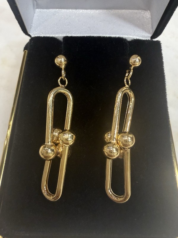 Tiffany & Co. 18K Yellow Gold HardWear Large Link Earrings 1.4" w/ Pouch