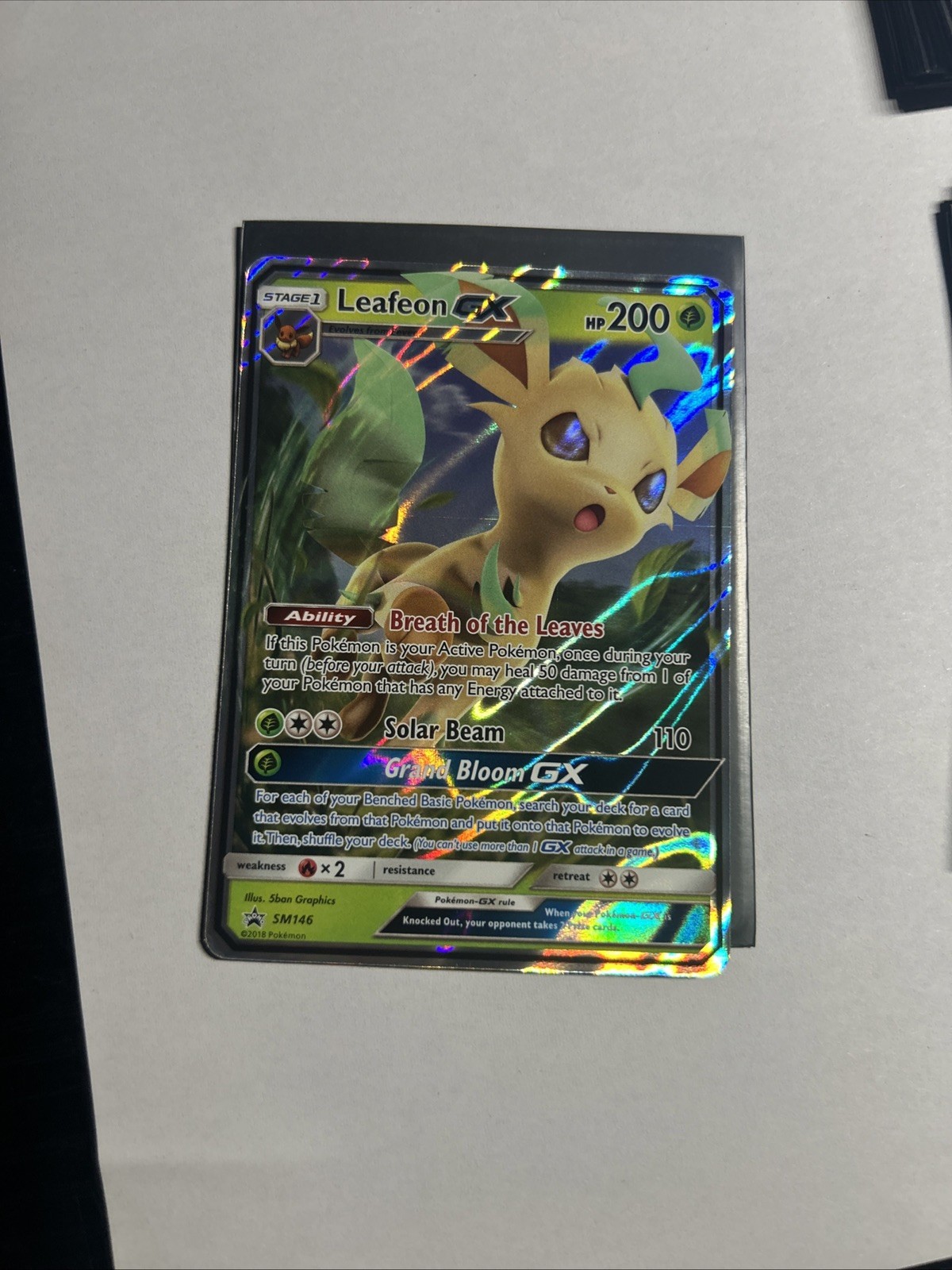 Pokemon Leafeon GX TCG Sun & Moon Black Star Promo Holo Card SM146