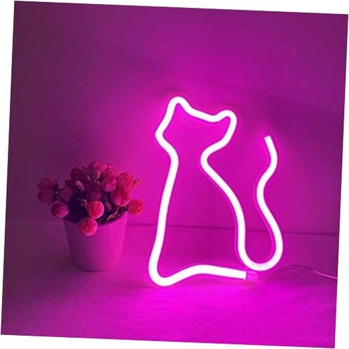 Cat Neon Light, Cute Neon Cat Sign, Battery or USB Powered Night Light as Wall
