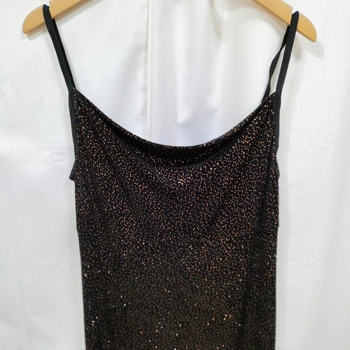 Benjamin A Vintage schwarz mit Kupfer Glitzer Maxi dehnbar Slinky sexy Kleid Gr 10 - Bild 21 von 24