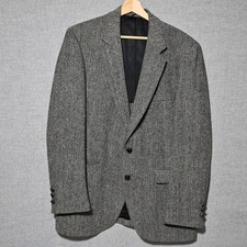 Stafford Harris Tweed Blazer Mens Herringbone Wool Sport Coat USA Grey