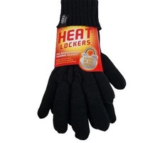 Heat Lockers Men s Thermal Gloves Black Winter Warm Knit Mittens Size M/L