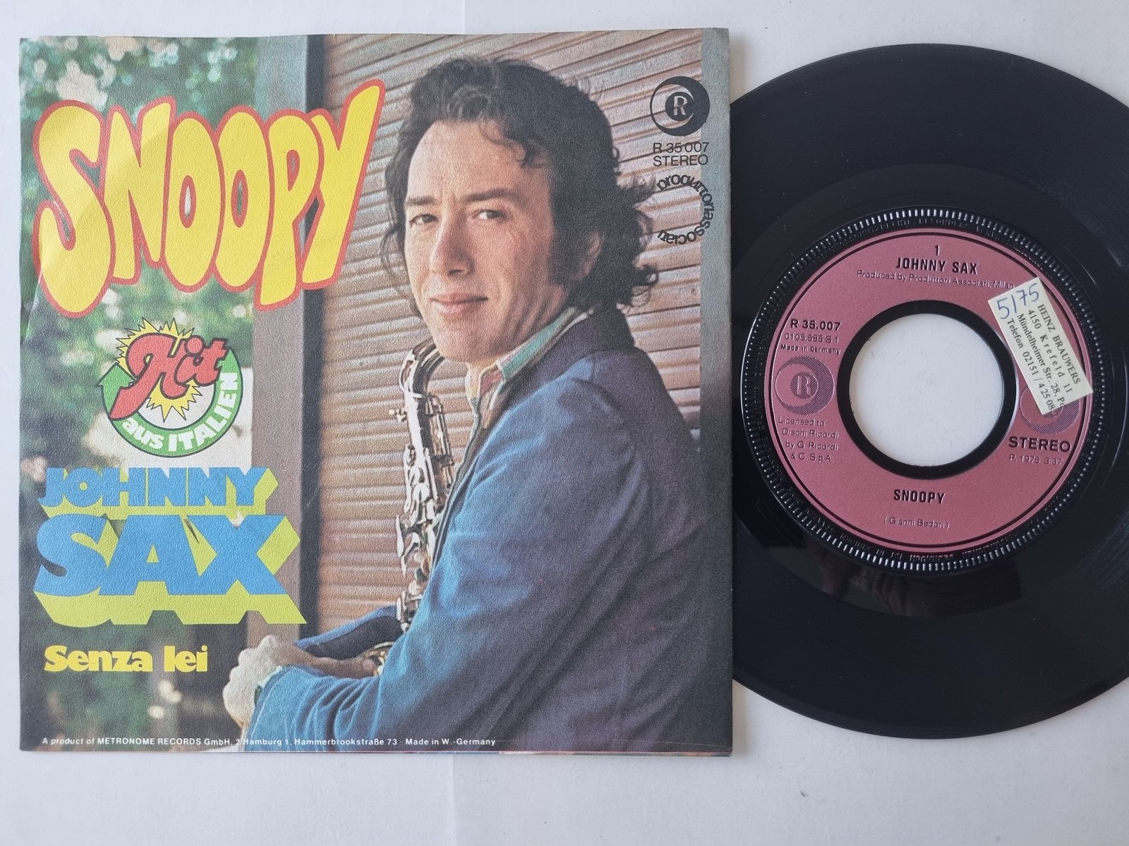 Johnny Sax - Snoopy 7'' Vinyl Germany