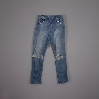 American Eagle Outfitters Women's Mom Jeans Size 4, Distressed Look Light Wash