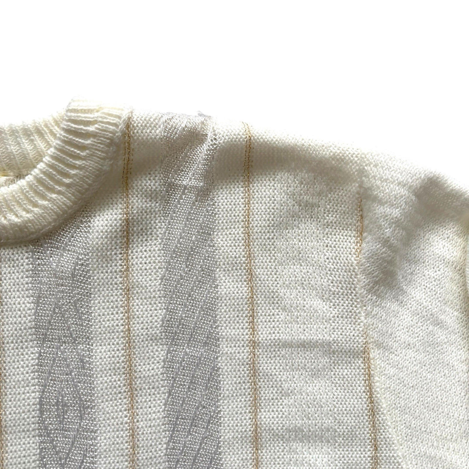 Womens Vintage 80s Jumper White Patterned Retro Indie Boho 10 image 3