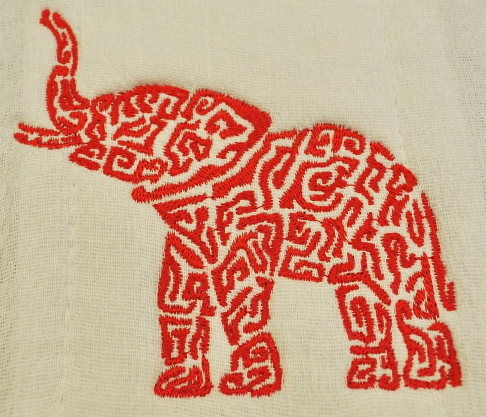 Bordado y Personalizado Rojo Remolino Elefante en un Bebé Blanco Eructo Paño / Pañal NUEVO Foto 2 de 2