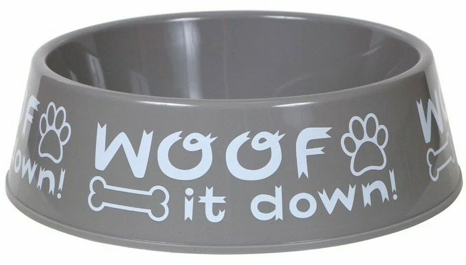 XL Dog Bowl No-Spill Food or Water Dish Extra Large 9 Gray Woof It Down!