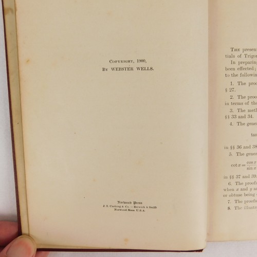 Complete Trigonometry with Tables Wester Wells 1900 Book - Bild 12 von 12