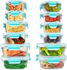 24 Piece Glass Food Storage Containers BPA-Free Locking Lids