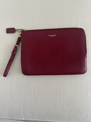 Coach Tablet Wristlet- New Old Stock- Smooth Leather In Porto Red. 