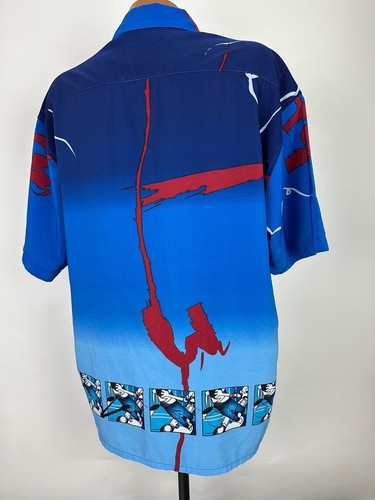 VTG 90s Box Office Island Shirt Men L Comic Panel Abstract Polyester Hawaiian - Picture 6 of 11